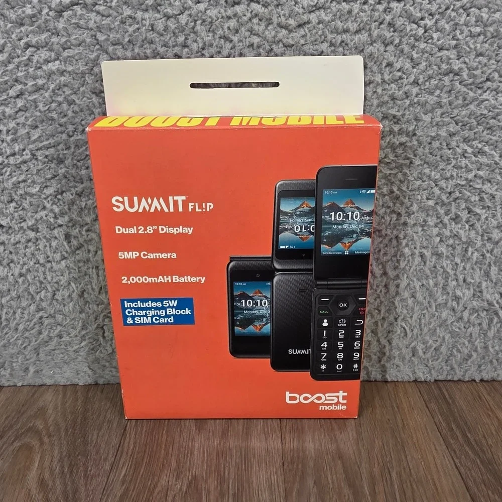 Summit Flip 4G LTE Locked to Boost Mobile Black Dual 2.8 Display 5MP Camera